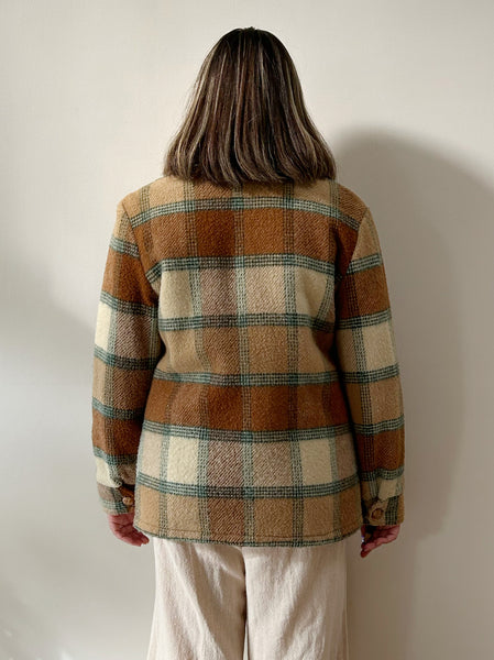 Plaid Sherpa Lined Wool Jacket