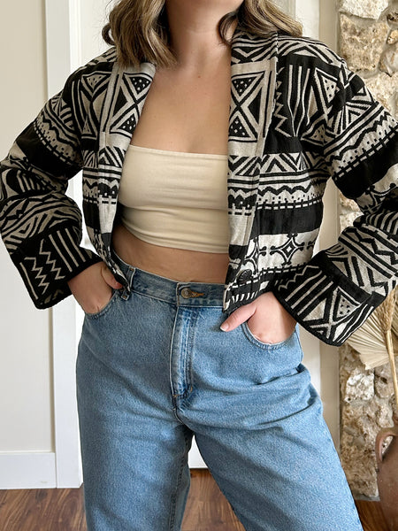 Cropped Aztec Blazer