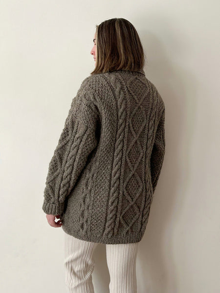 Gray Chunky Wool Cardigan