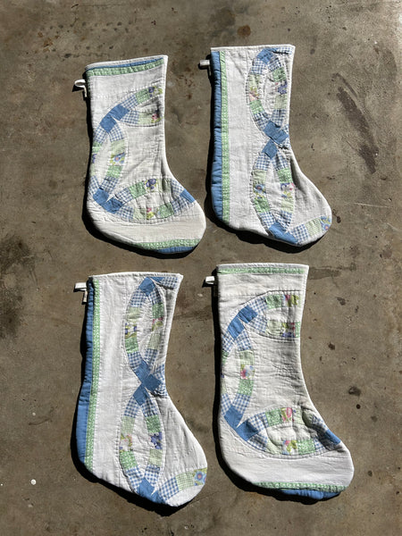 Quilt Stocking - Blue & White - Hand Made