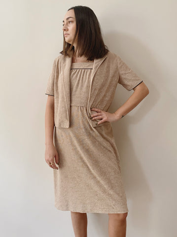 Sand Terry Cloth Dress and Jacket Set