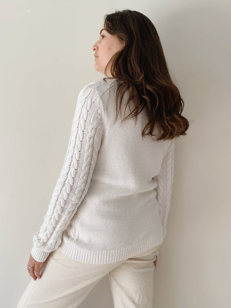 White Cable Knit Sweater