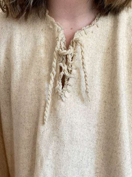 Sand Wool Fringe Poncho