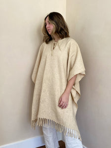 Sand Wool Fringe Poncho