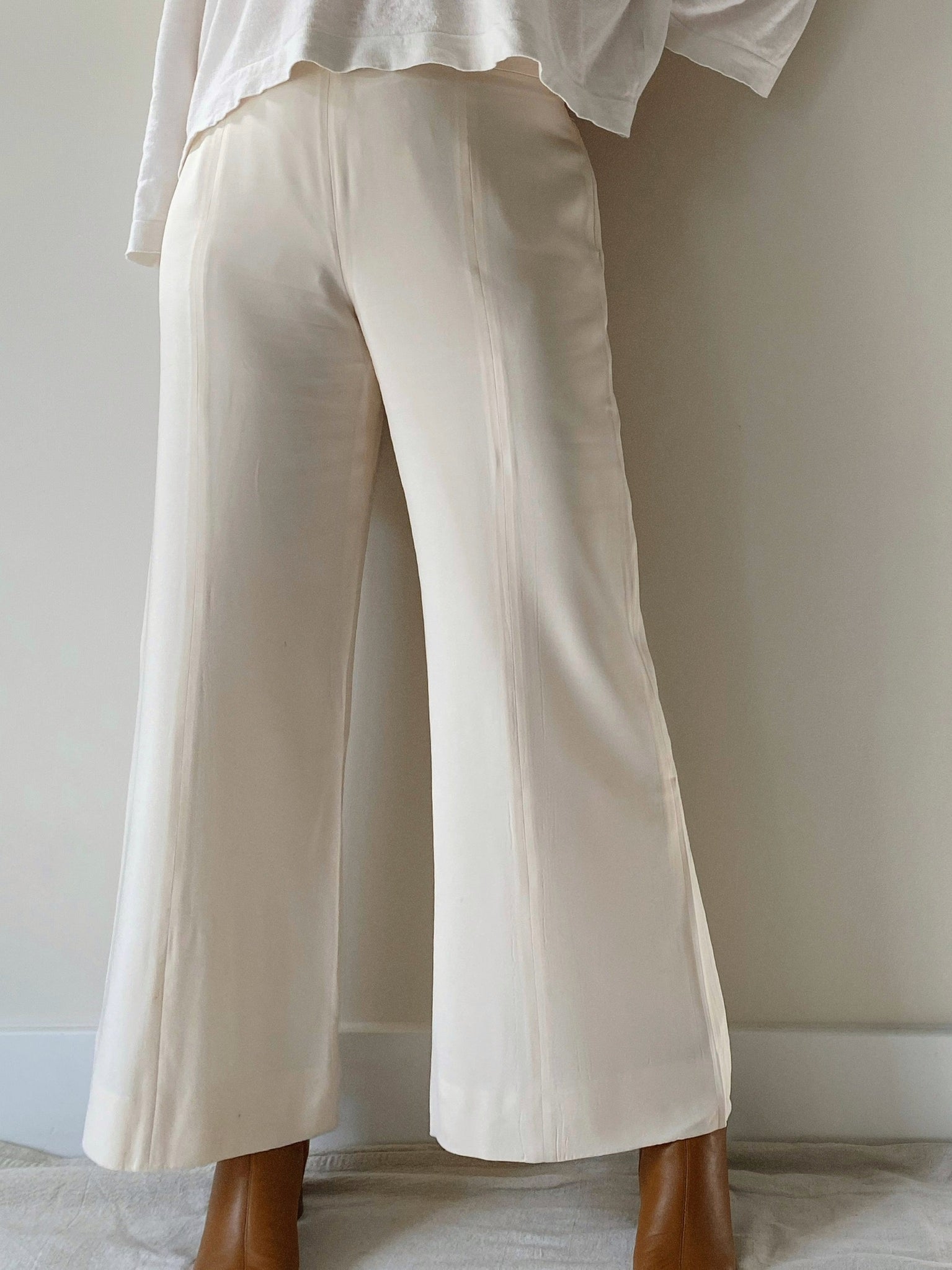 Giorgio Armani Cream Silk Trousers