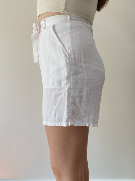 White Linen Shorts