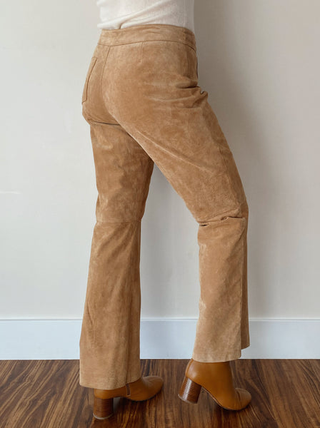 Suede Leather Mid-rise Pants (32)